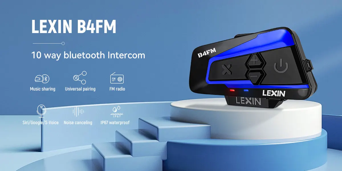 Lexin Brand Moto Intercom Headset and Metal Clip Accessories for LX-B4FM Pro Bluetooth Headset Intercom Plug