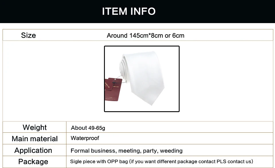 Wholesale Suit White Necktie Men Waterproof Polyester Material Wedding Gift Tie Male Solid Color Formal Neck Tie Accessories