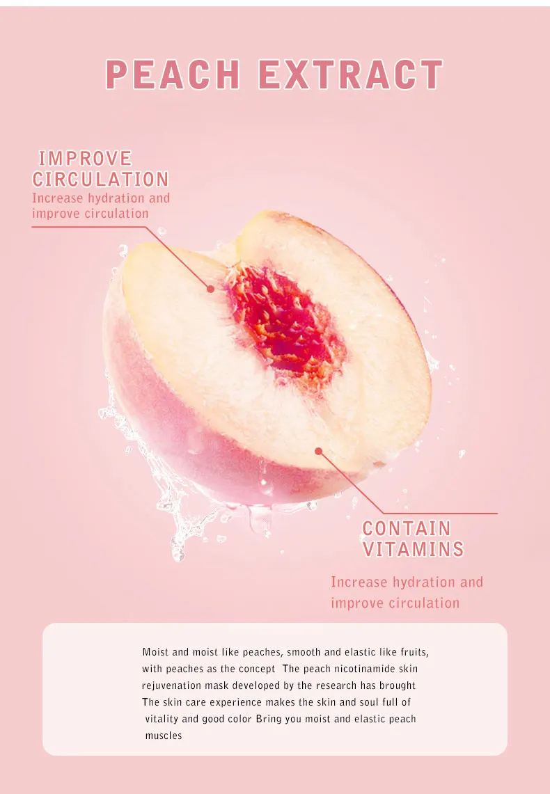 7pcs Peach Niacinamide Sleeping Mask Shrink Pore Brush Mask Moisturizing Disposable Mask Skin Care Improve Roughness & Brighten
