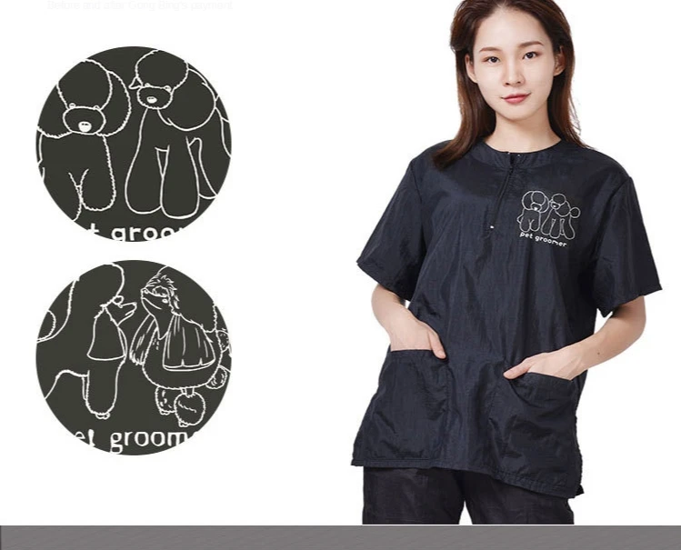 Waterproof Work Clothe Pet Groomer Uniforms Pet Dog Grooming Clothing Non Stick Hair Pet Shop Smock Pet Cleaning Care Workwear