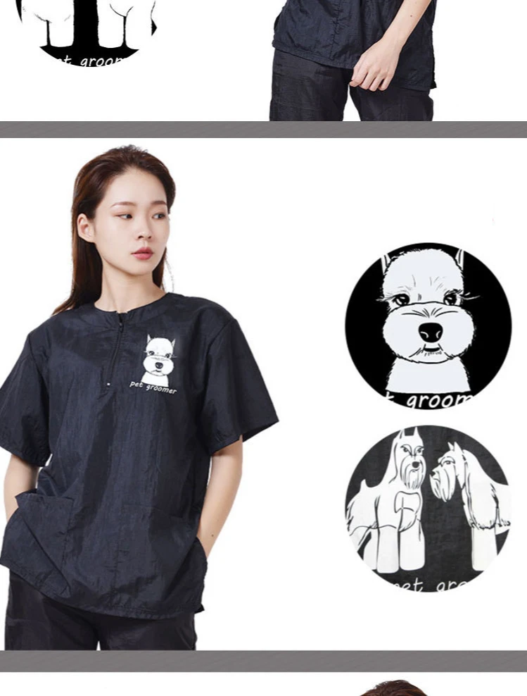 Waterproof Work Clothe Pet Groomer Uniforms Pet Dog Grooming Clothing Non Stick Hair Pet Shop Smock Pet Cleaning Care Workwear