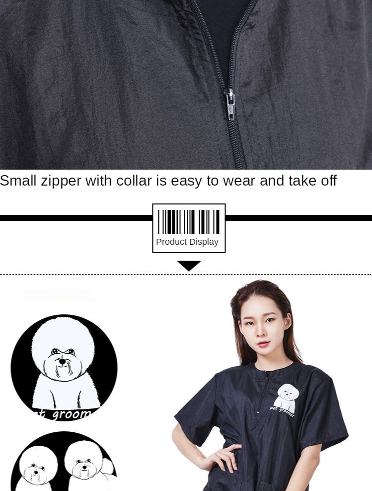 Waterproof Work Clothe Pet Groomer Uniforms Pet Dog Grooming Clothing Non Stick Hair Pet Shop Smock Pet Cleaning Care Workwear