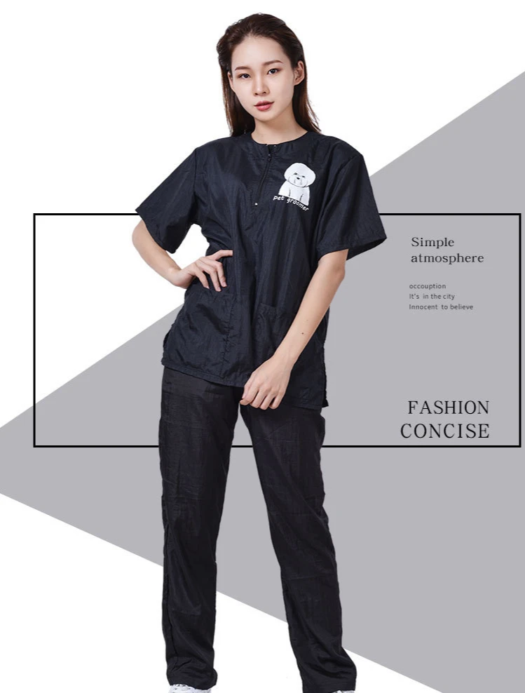 Waterproof Work Clothe Pet Groomer Uniforms Pet Dog Grooming Clothing Non Stick Hair Pet Shop Smock Pet Cleaning Care Workwear