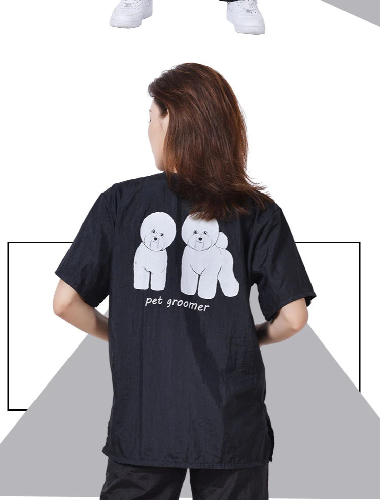 Waterproof Work Clothe Pet Groomer Uniforms Pet Dog Grooming Clothing Non Stick Hair Pet Shop Smock Pet Cleaning Care Workwear