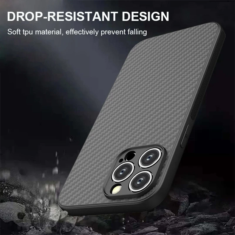 New For Apple iphone 16 13 12 11 14 15 17 Pro Max 16E MINI 14 15 16PLUS Ultra-thin Soft TPU Carbon Fiber protect Back Cover Case