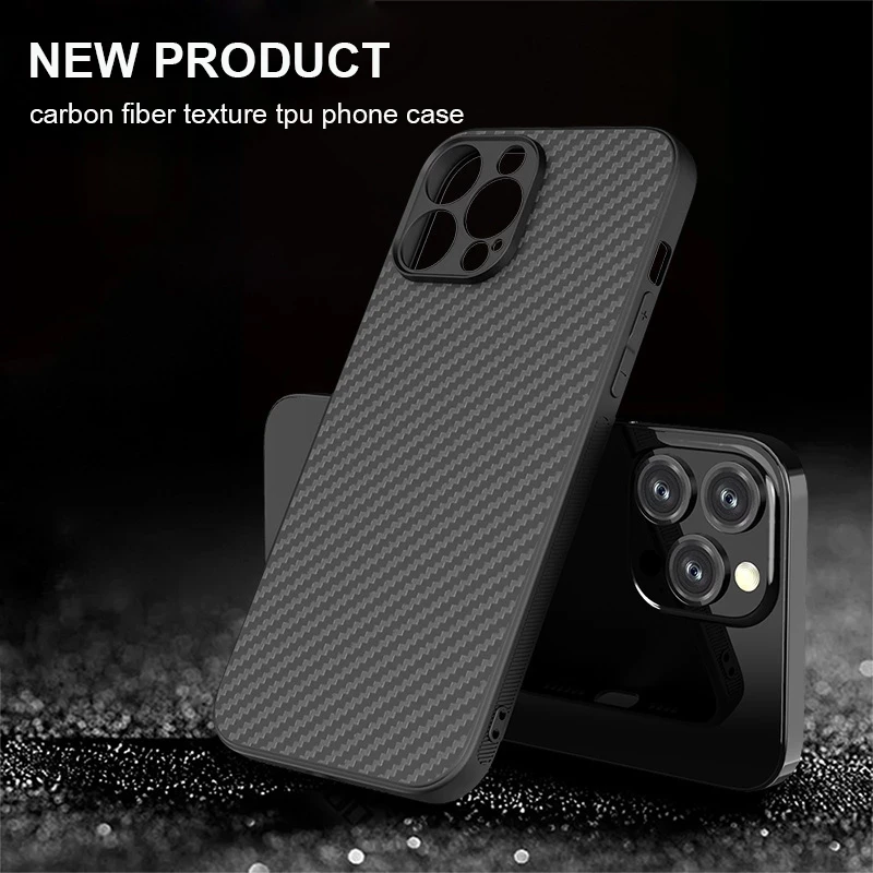 New For Apple iphone 16 13 12 11 14 15 17 Pro Max 16E MINI 14 15 16PLUS Ultra-thin Soft TPU Carbon Fiber protect Back Cover Case