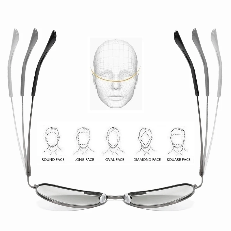 Photochromic Polarized Sunglasses Men Women Classic Pilot Chameleon Sun Glasses Fashion Change Color Fishing Eyeglasses