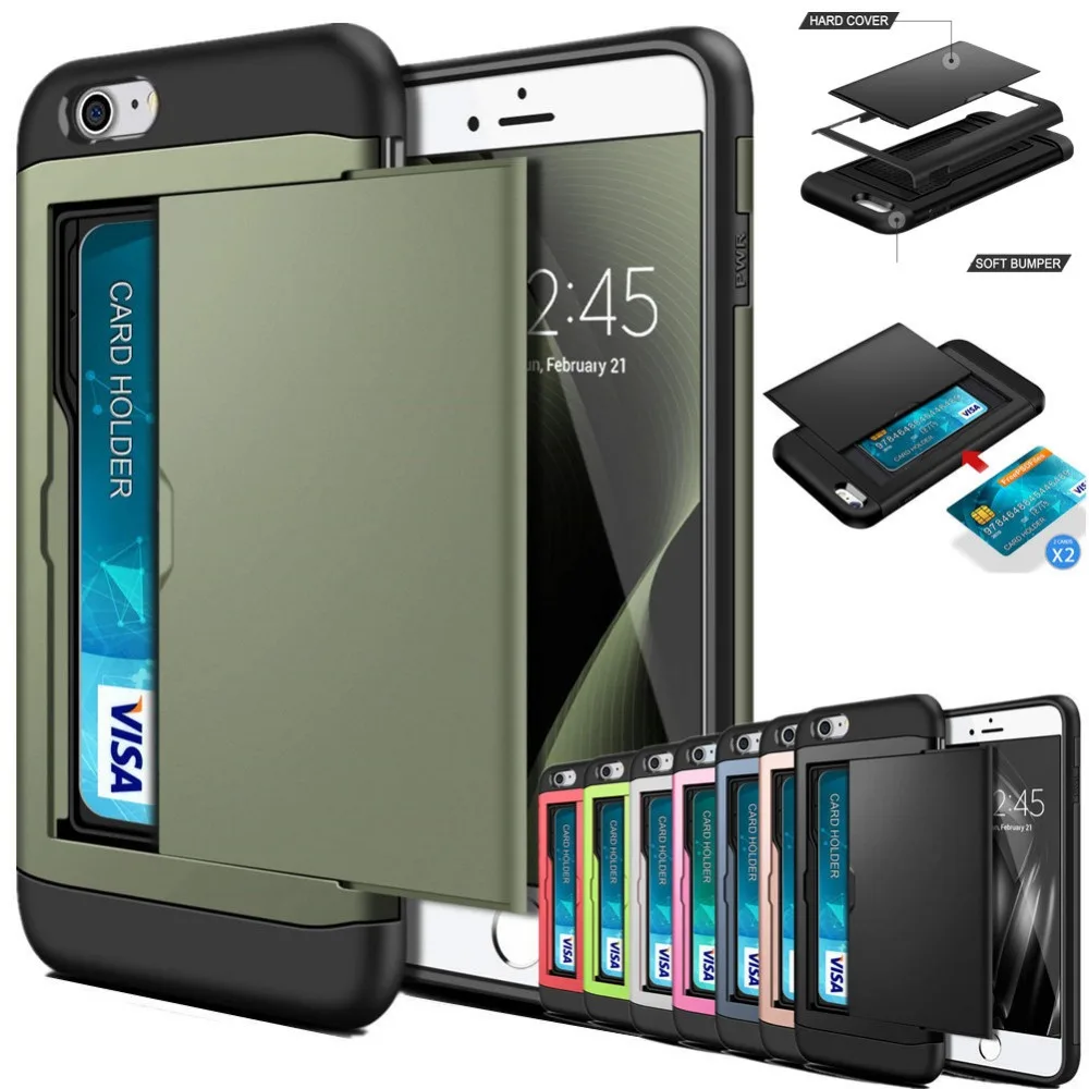 For iPhone SE 2020 Case SE2 Wallet Case Card Slot Holder Dual Layer Hard Cover For iPhone SE 2 2020 4.7 inch A2275 A2296 A2298