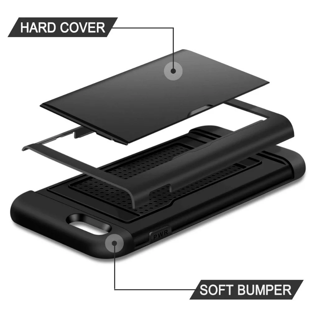 For iPhone SE 2020 Case SE2 Wallet Case Card Slot Holder Dual Layer Hard Cover For iPhone SE 2 2020 4.7 inch A2275 A2296 A2298