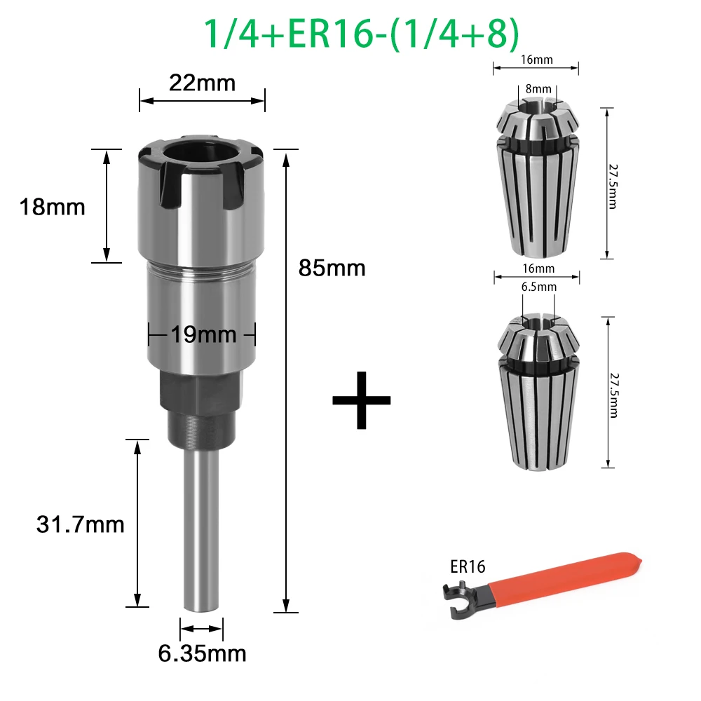 1/4" 8mm 1/2" Shank ER Router Bit Extension Rod Collet Engraving Machine Extension Milling Cutter for Wood