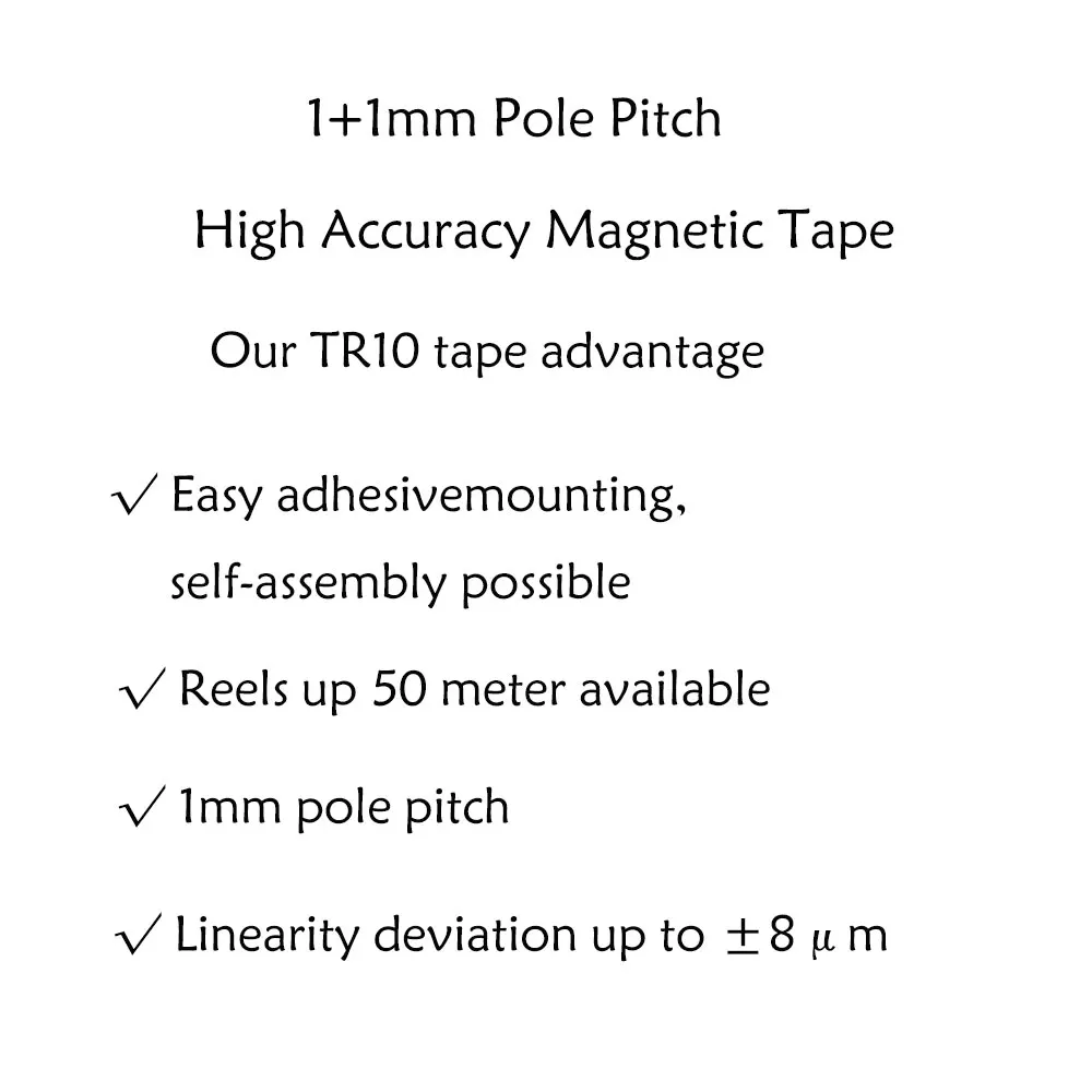 TR10 1+1mm High Accuracy Magnetic Tape Pole Length 1mm Strip Size 10*1.5mm for Magnet Sensor Lathe Woodworking Stone