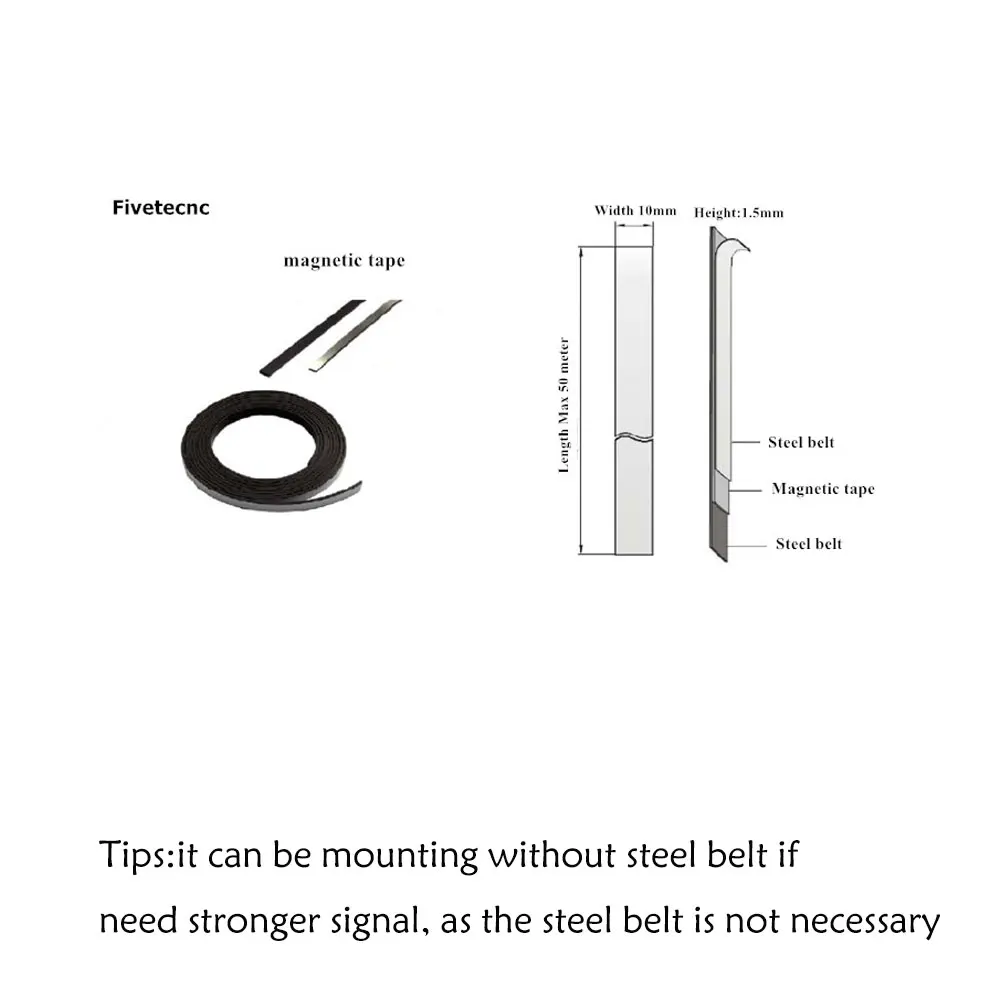 TR10 1+1mm High Accuracy Magnetic Tape Pole Length 1mm Strip Size 10*1.5mm for Magnet Sensor Lathe Woodworking Stone