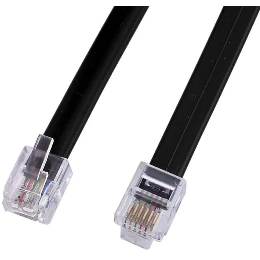 RJ11 RJ12 6P6C Data Cable, Male to Male Modular Data Cord Straight Reverse Wiring Pinout Telephone Handset Voice Extension Cable