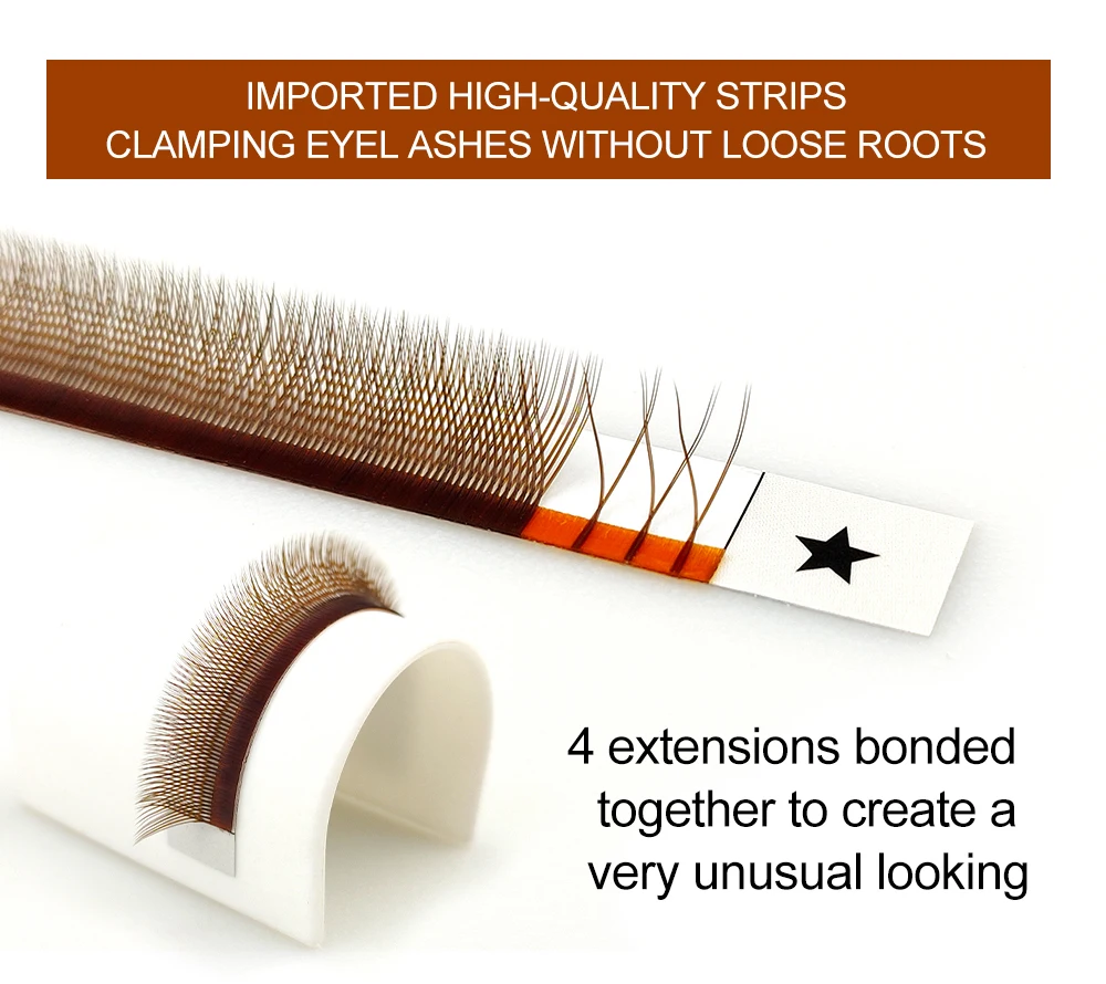 LAKANAKU High Quality YY Brown Lashes Premium Matte Individual Eyelash Faux Mink Y Volume Trays