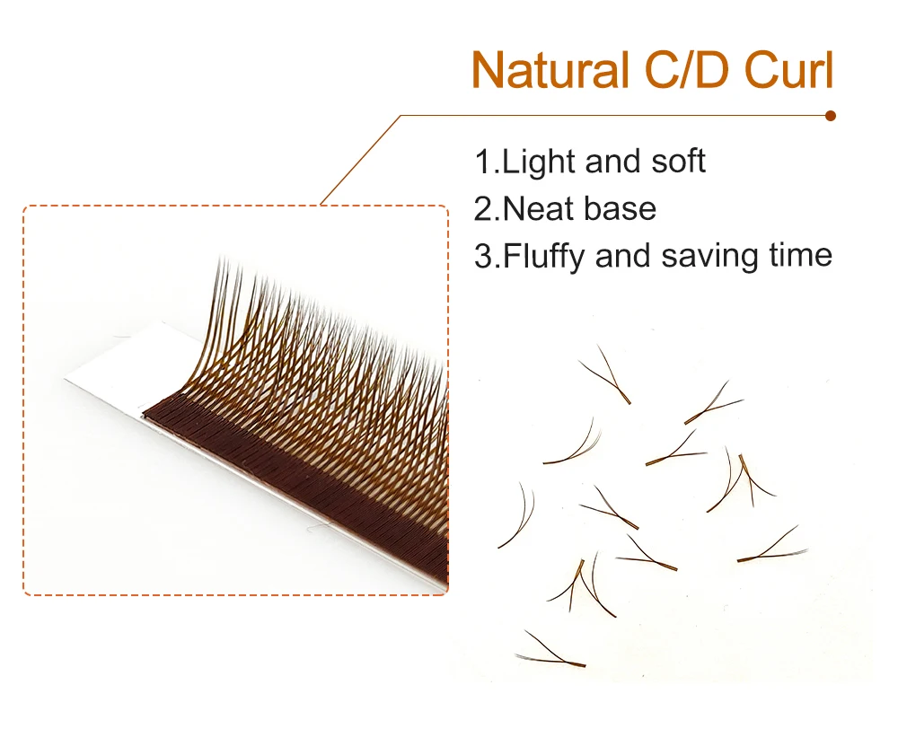 LAKANAKU High Quality YY Brown Lashes Premium Matte Individual Eyelash Faux Mink Y Volume Trays