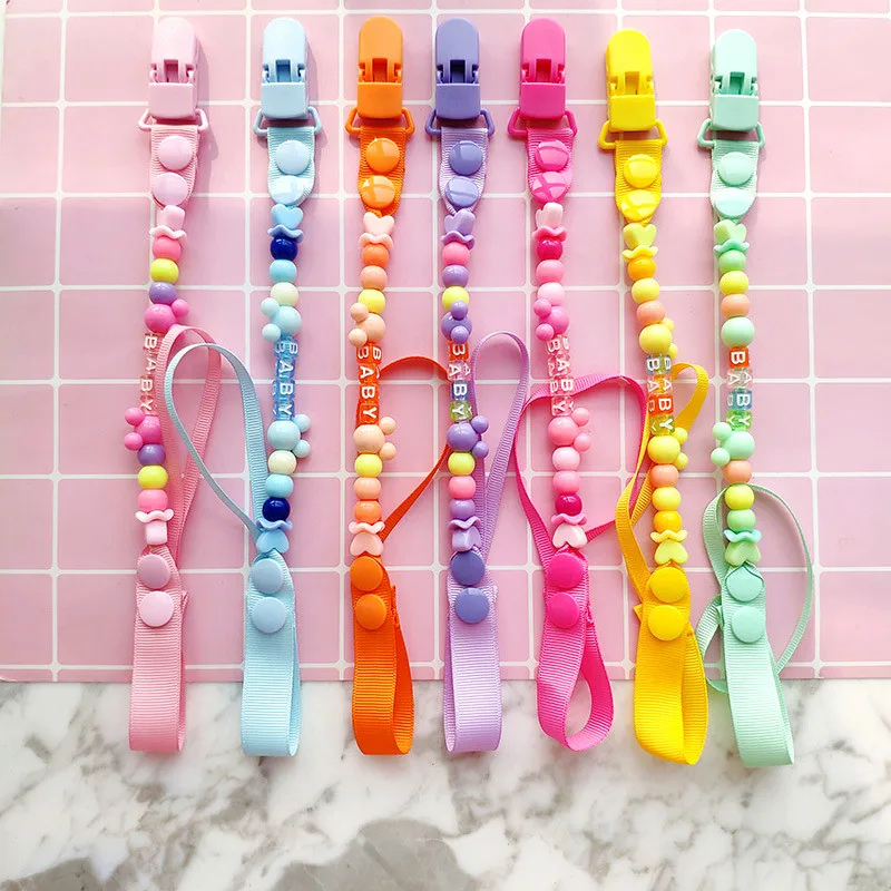 Pacifier Clips Handmade Holder Chain Silicone Pacifier Chains 5 Star Baby Teether Teething Chain Baby Gifts Girls Boys Chains