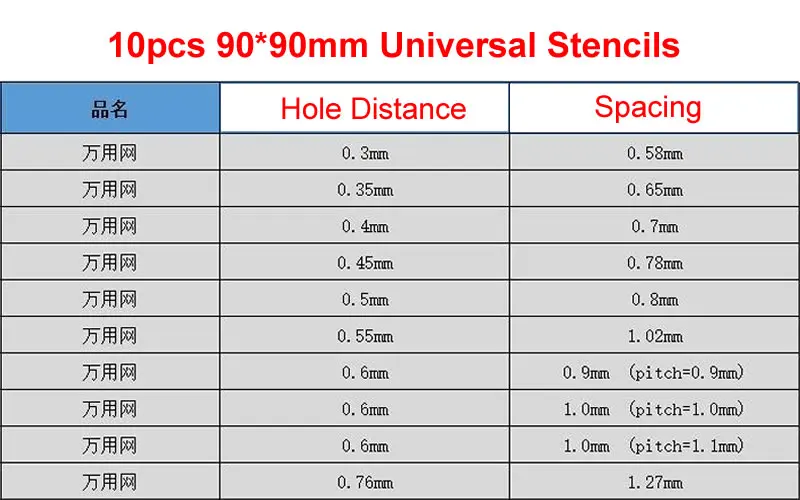 90*90MM BGA Reballing Kit Station 10pcs/lot 90mm Universal 0.3-0.76mm Stencils Template Holder Fixture Jig with Handle