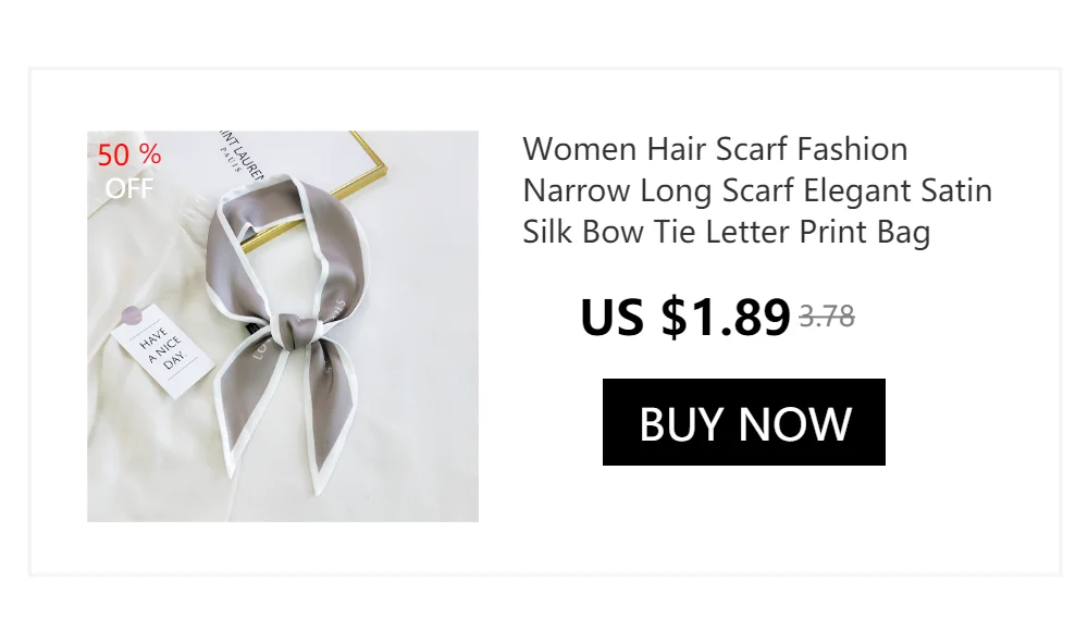 Women Hair Scarf Fashion Narrow Long Scarf Elegant Satin Silk Bow Tie Letter Print Bag Ribbon Headband Scarves Foulard Cheveux