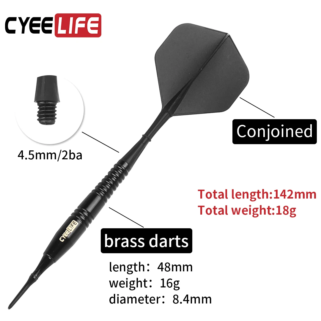 CyeeLife 18g Copper Dart Barrel Electronic Soft Tips Dart Bar Games 30 Soft Dart Tips