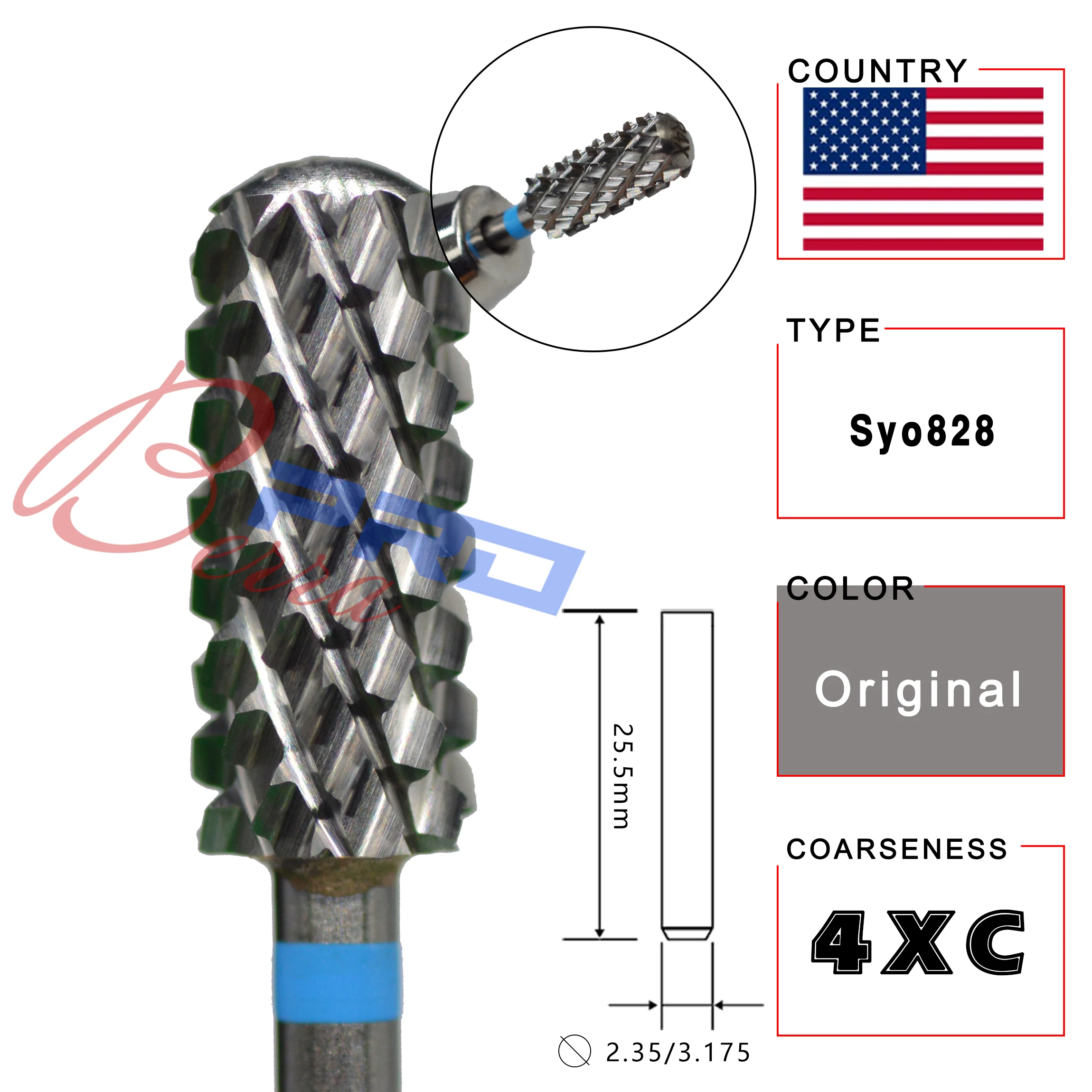 RolinStar 5.35 Small Round Top Barrel Gold Carbide Manicure Nail Drill Bit File Accessories 8 Different