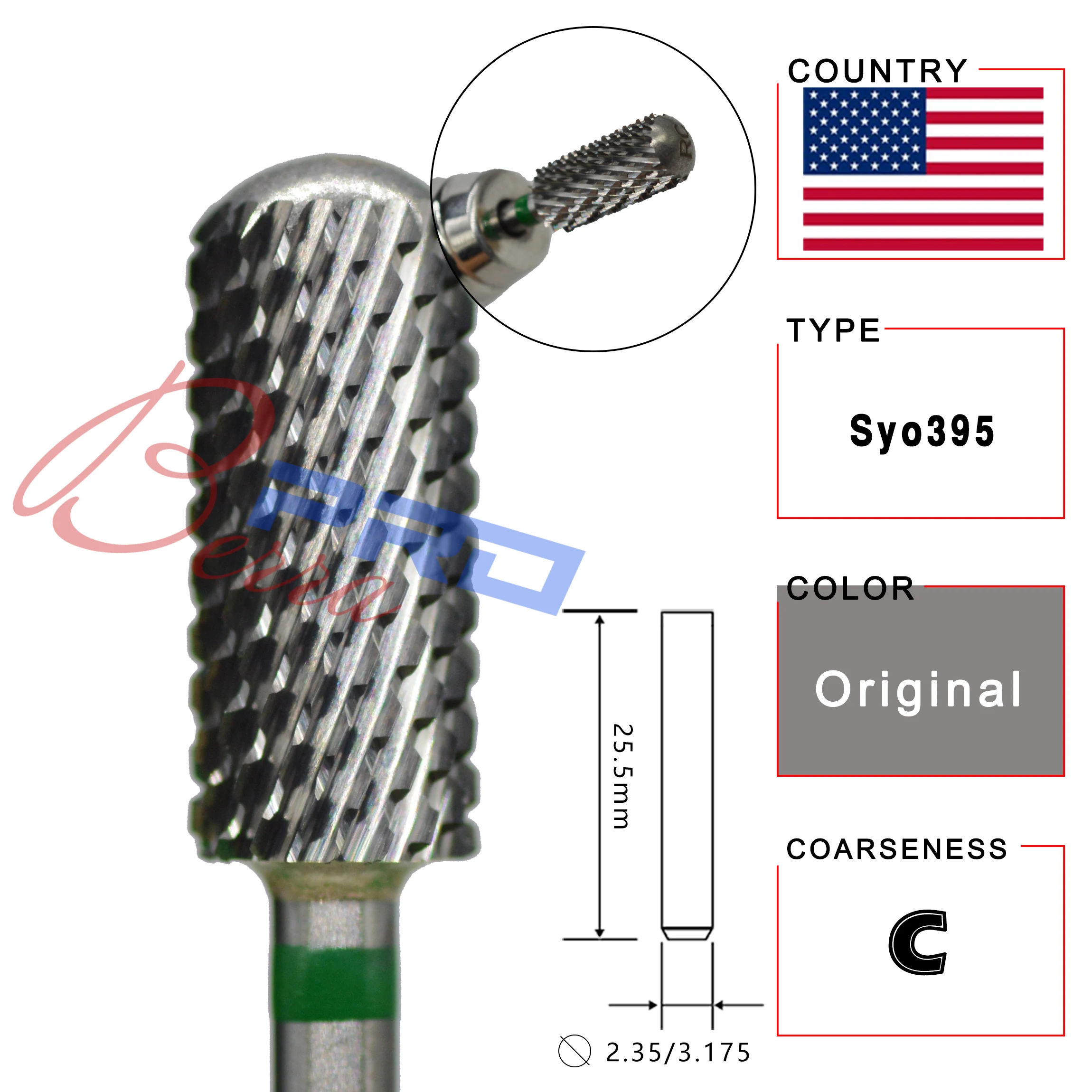 RolinStar 5.35 Small Round Top Barrel Gold Carbide Manicure Nail Drill Bit File Accessories 8 Different