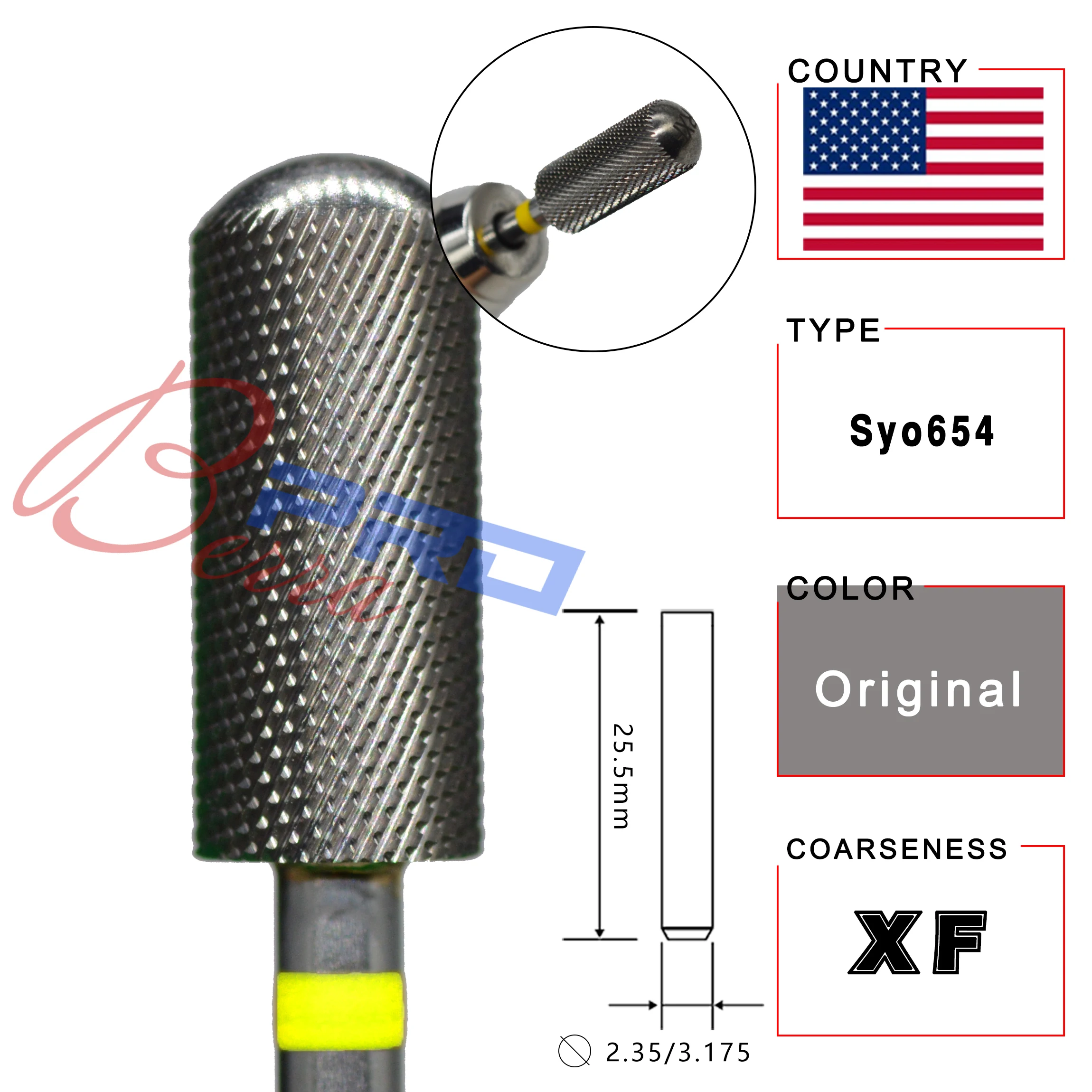 RolinStar 5.35 Small Round Top Barrel Gold Carbide Manicure Nail Drill Bit File Accessories 8 Different