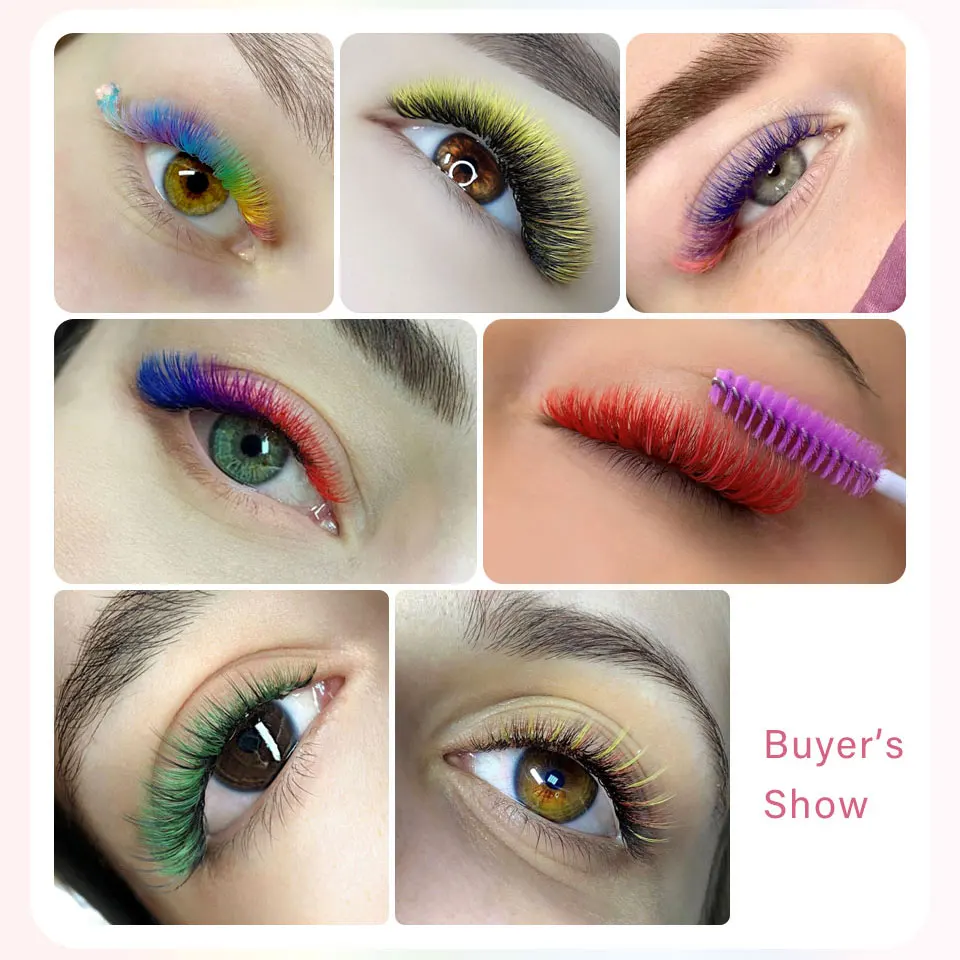 Colour Lash Extension Red Purple Blue Pink White Brown Flu Color False Individual Eyelash Extension Silk Russian Volume Lashes