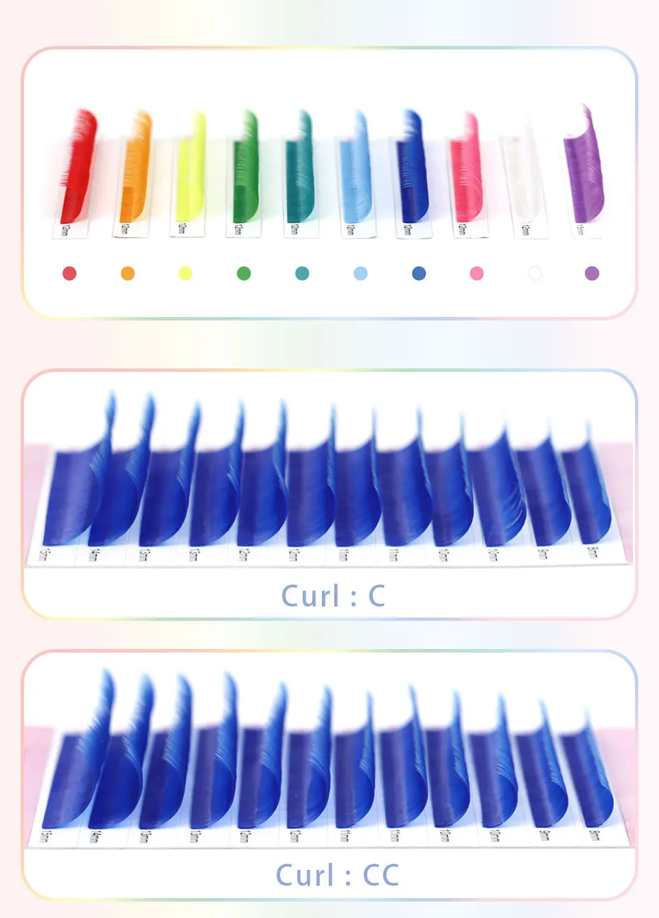 Colour Lash Extension Red Purple Blue Pink White Brown Flu Color False Individual Eyelash Extension Silk Russian Volume Lashes