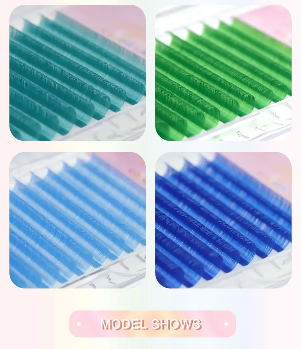Colour Lash Extension Red Purple Blue Pink White Brown Flu Color False Individual Eyelash Extension Silk Russian Volume Lashes