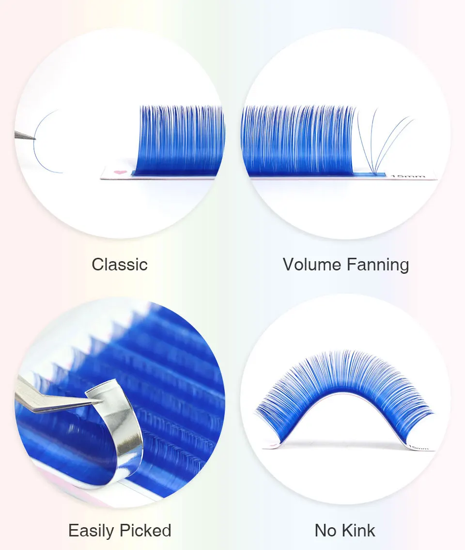 Colour Lash Extension Red Purple Blue Pink White Brown Flu Color False Individual Eyelash Extension Silk Russian Volume Lashes