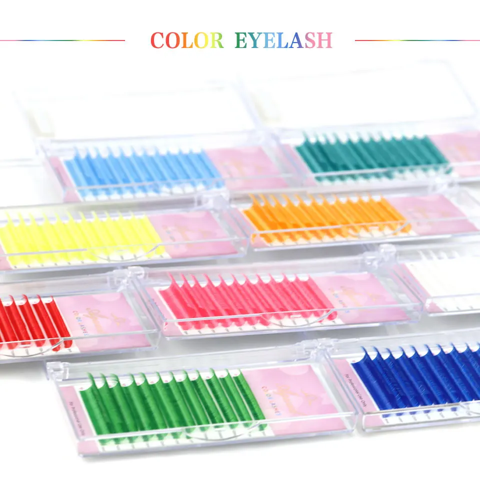 Colour Lash Extension Red Purple Blue Pink White Brown Flu Color False Individual Eyelash Extension Silk Russian Volume Lashes