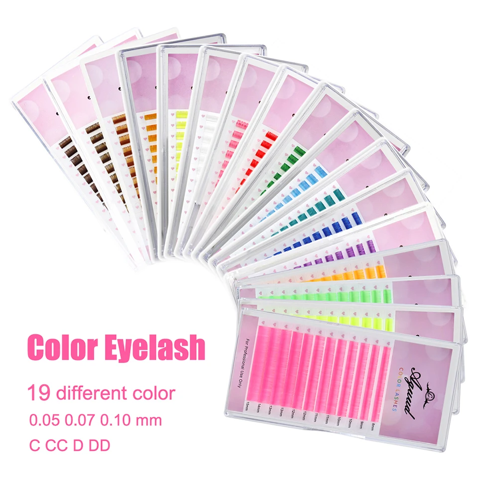 Colour Lash Extension Red Purple Blue Pink White Brown Flu Color False Individual Eyelash Extension Silk Russian Volume Lashes