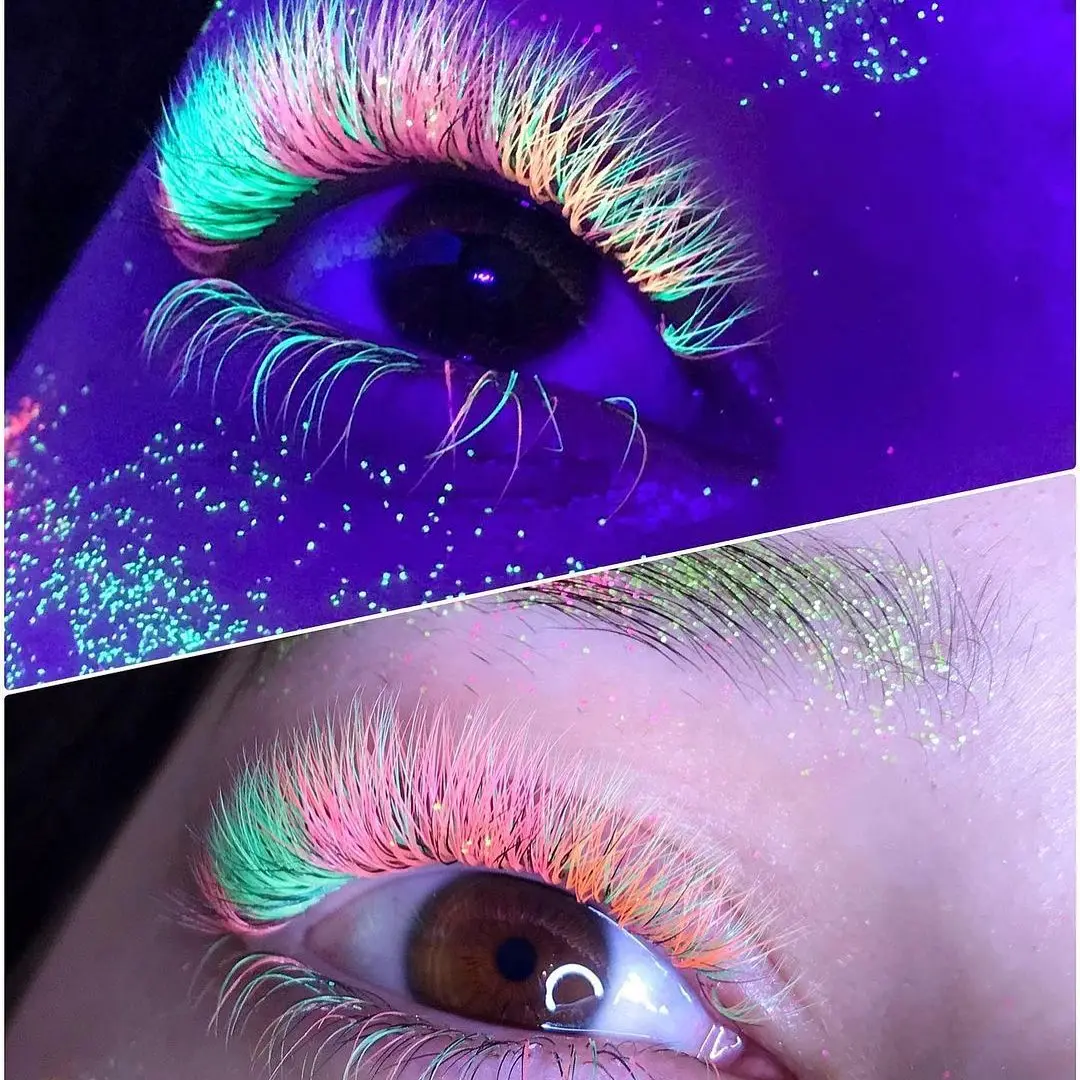 Colour Lash Extension Red Purple Blue Pink White Brown Flu Color False Individual Eyelash Extension Silk Russian Volume Lashes