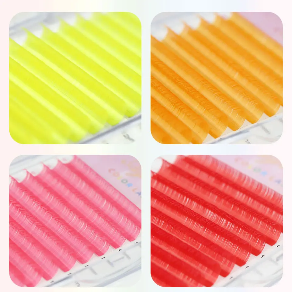 Colour Lash Extension Red Purple Blue Pink White Brown Flu Color False Individual Eyelash Extension Silk Russian Volume Lashes
