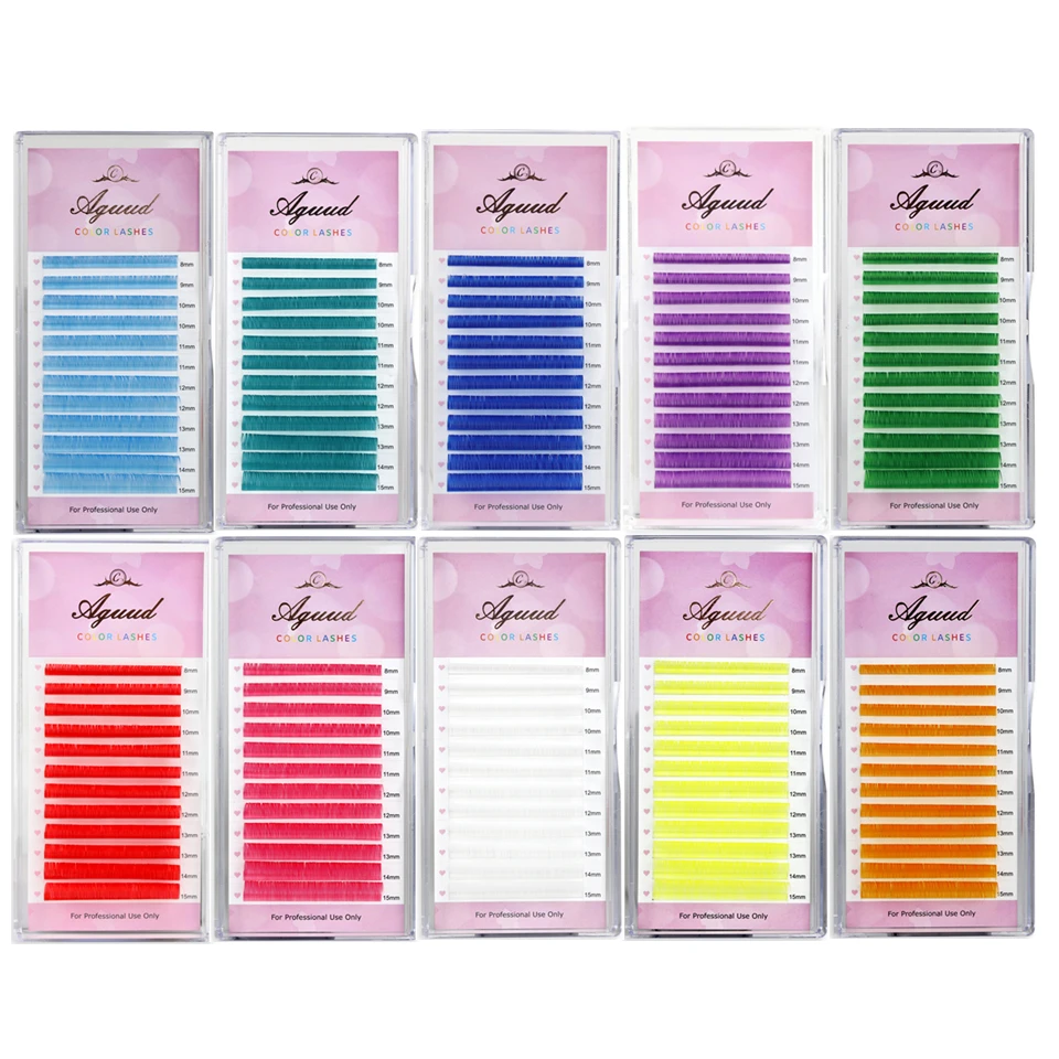 Colour Lash Extension Red Purple Blue Pink White Brown Flu Color False Individual Eyelash Extension Silk Russian Volume Lashes