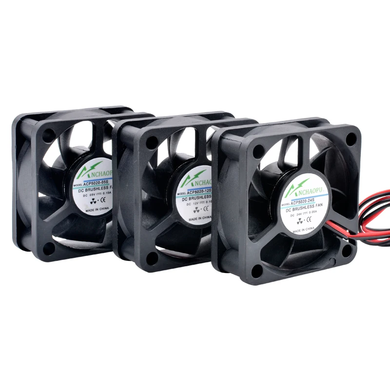 ACP5020 5cm 50mm Fan 50x50x20mm DC5V 12V 24V 2pin Cooling Fan Suitable for Chassis Power Supply Charger Printer Inverter