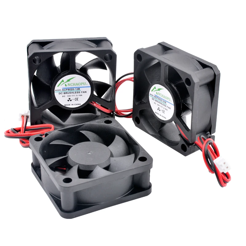 ACP5020 5cm 50mm Fan 50x50x20mm DC5V 12V 24V 2pin Cooling Fan Suitable for Chassis Power Supply Charger Printer Inverter