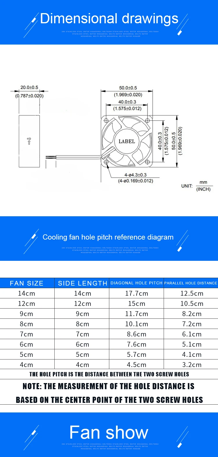 ACP5020 5cm 50mm Fan 50x50x20mm DC5V 12V 24V 2pin Cooling Fan Suitable for Chassis Power Supply Charger Printer Inverter
