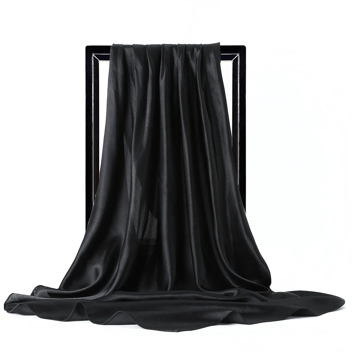High Quality 90*90cm Square Silk Scarf  Female Plain Shawls and Wrap Office Lady Hair Neck Foulard India Muslim Headscarf Pareo