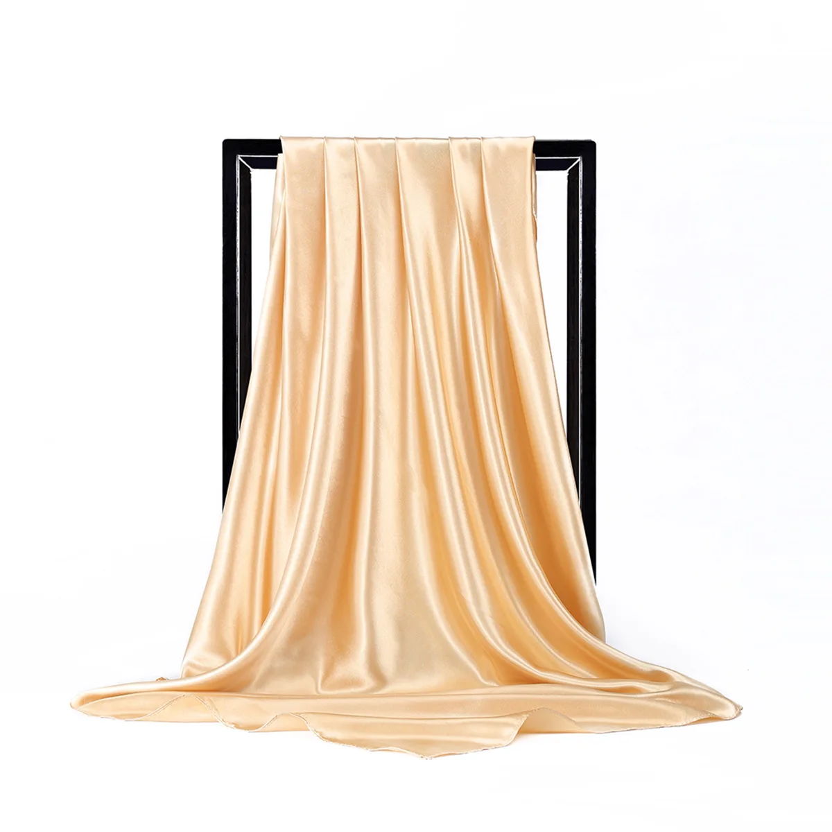 High Quality 90*90cm Square Silk Scarf  Female Plain Shawls and Wrap Office Lady Hair Neck Foulard India Muslim Headscarf Pareo