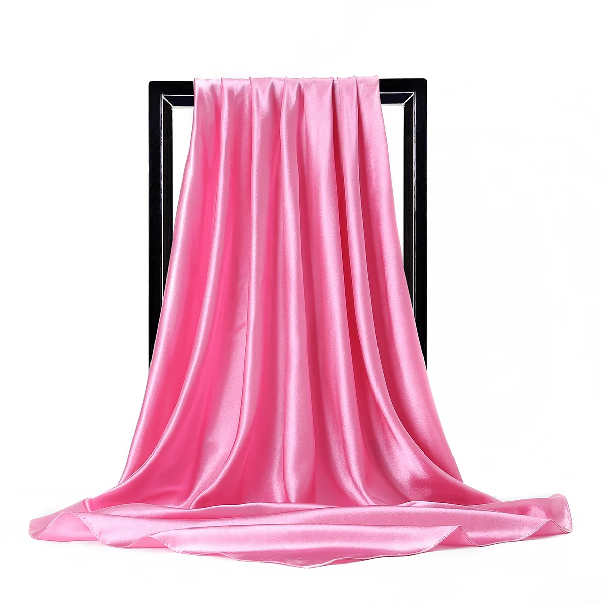 High Quality 90*90cm Square Silk Scarf  Female Plain Shawls and Wrap Office Lady Hair Neck Foulard India Muslim Headscarf Pareo