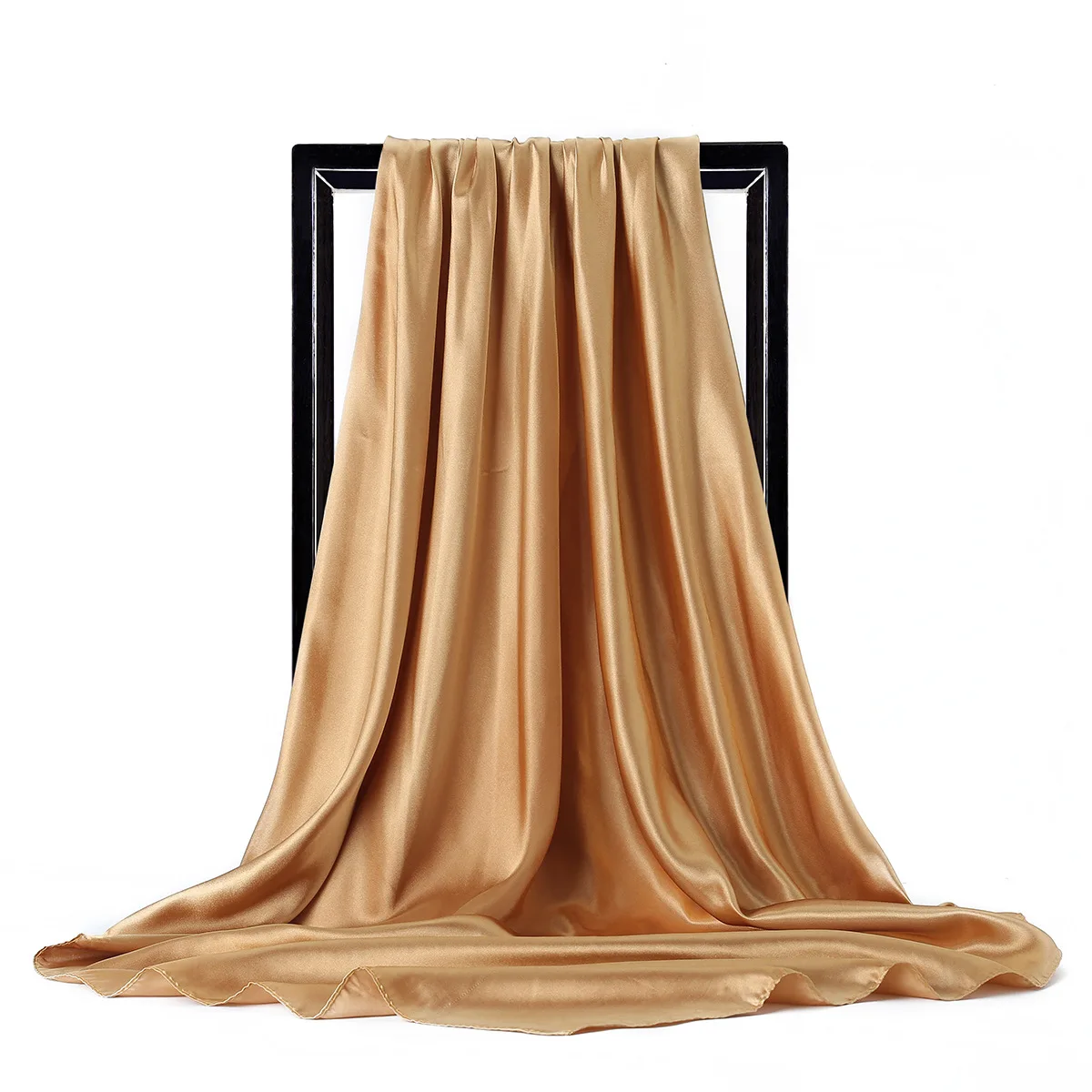 High Quality 90*90cm Square Silk Scarf  Female Plain Shawls and Wrap Office Lady Hair Neck Foulard India Muslim Headscarf Pareo