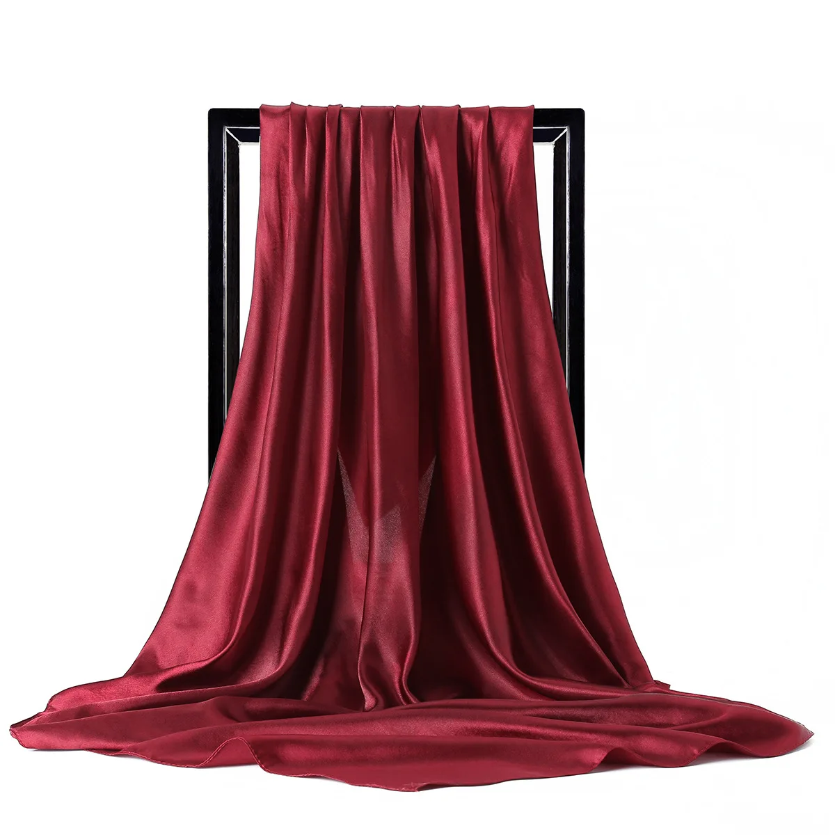 High Quality 90*90cm Square Silk Scarf  Female Plain Shawls and Wrap Office Lady Hair Neck Foulard India Muslim Headscarf Pareo