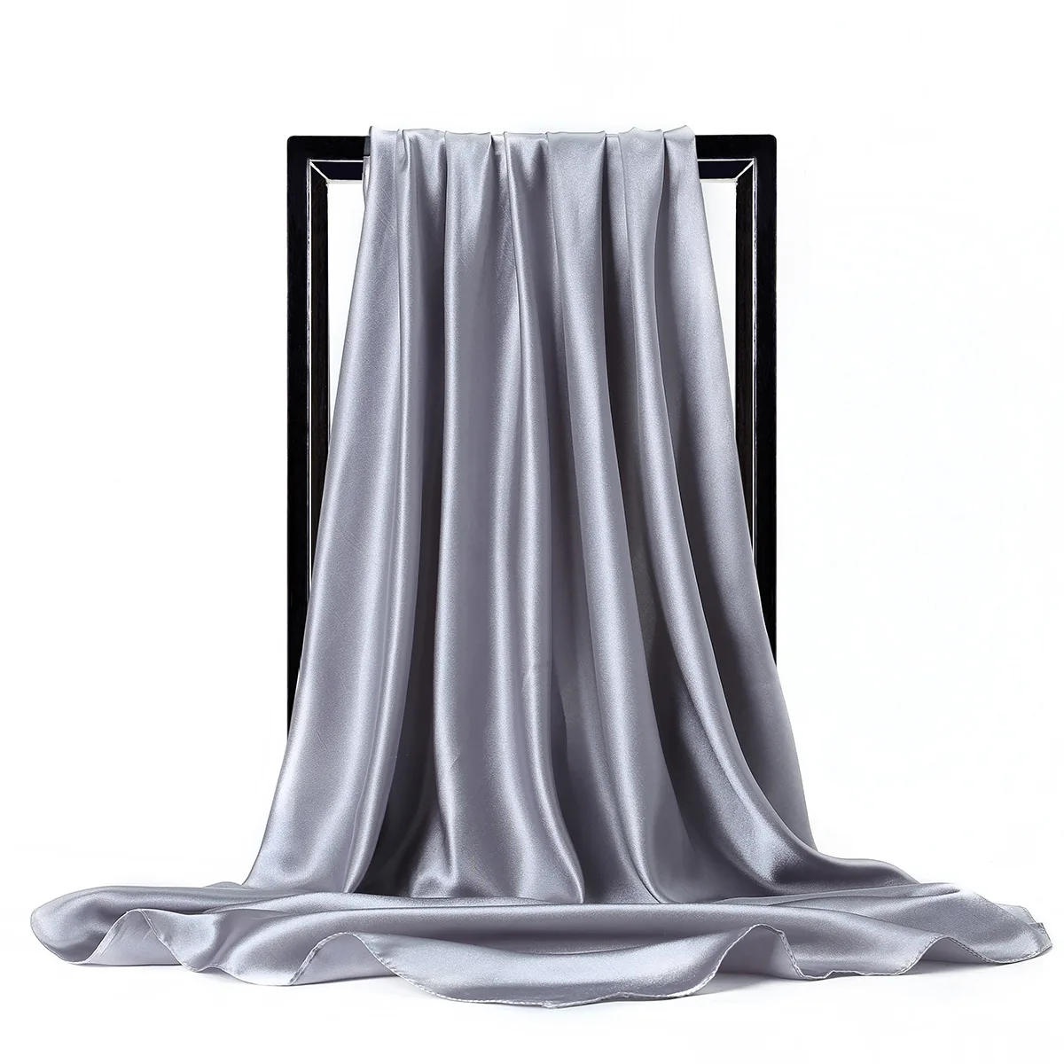 High Quality 90*90cm Square Silk Scarf  Female Plain Shawls and Wrap Office Lady Hair Neck Foulard India Muslim Headscarf Pareo