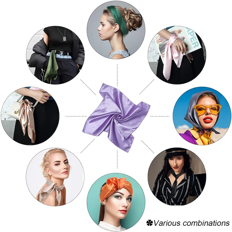 High Quality 90*90cm Square Silk Scarf  Female Plain Shawls and Wrap Office Lady Hair Neck Foulard India Muslim Headscarf Pareo