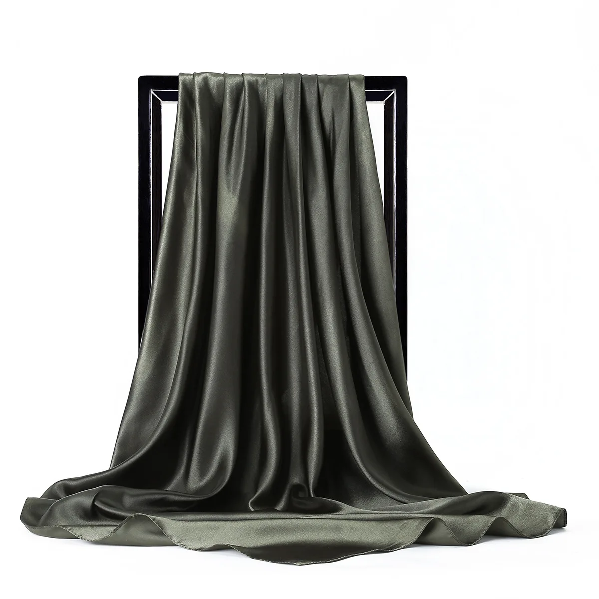 High Quality 90*90cm Square Silk Scarf  Female Plain Shawls and Wrap Office Lady Hair Neck Foulard India Muslim Headscarf Pareo
