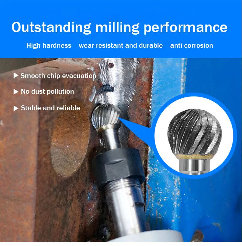 6-16MM Tungsten Steel Grinding Head Carbide Rotary File D Type Spherical Single And Double Slot Cutter End Milling Cutter