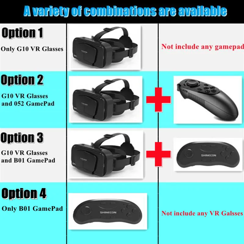 Original G10 IMAX Giant Screen VR Glasses 3D Virtual Reality Box Google Cardboard Helmet for 4.7-7" Smartphone,Matching Joystick