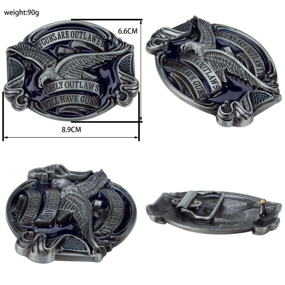 Eagle Belt for Men Jeans ONLY OUTLAWS WILL HAVE GUNS Metal Buckle Cowboy