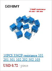 10PCS 3296W potentiometer precision adjustable resistance multi-turn trimming 1K 2K 5K 10K 100K 103 100R Trimmer Potentiometer